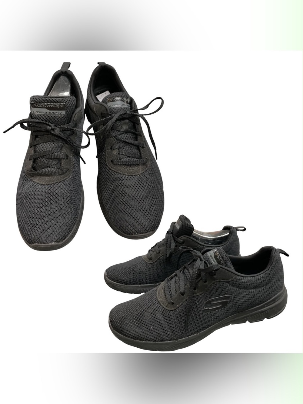 Skechers Black Knit Lace-Up Athletic Sneakers S9